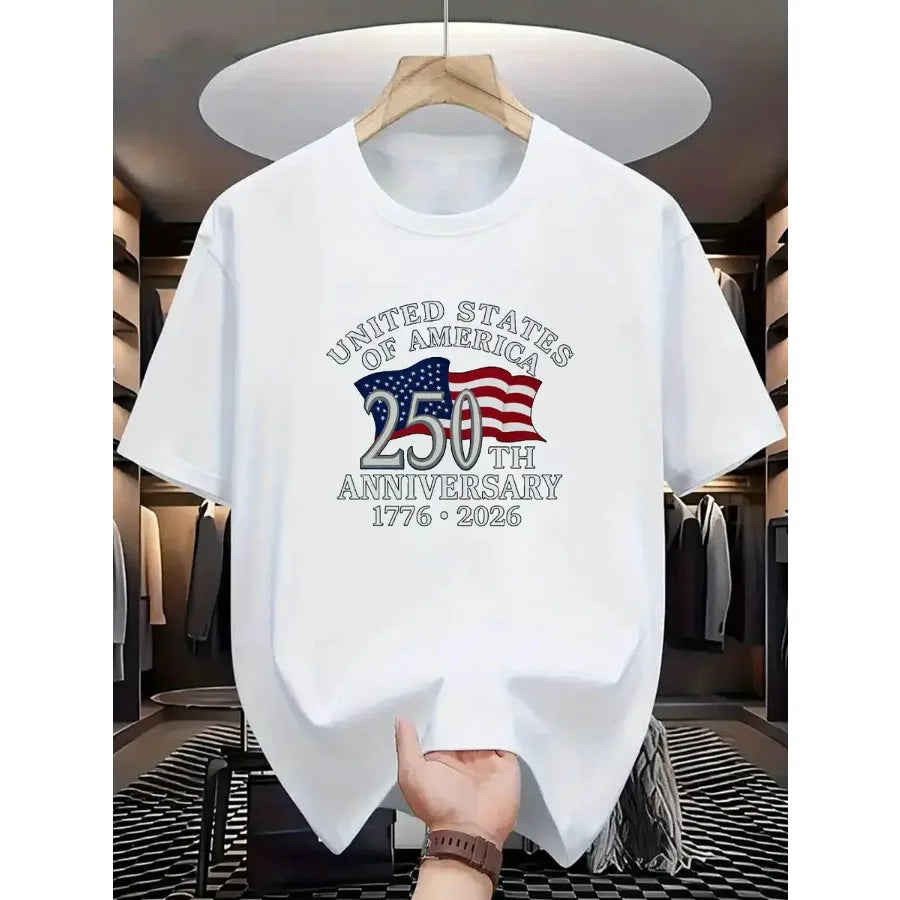 【New Arrival】Men's USA 250th Anniversary 1776-2026 American Flag Graphic T-Shirt Patriotic Tee