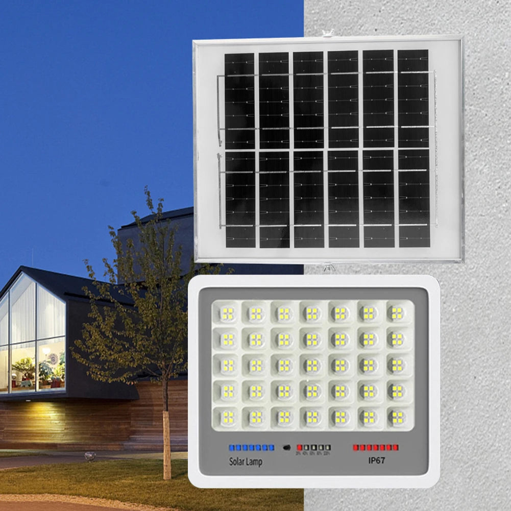 Solar Powered LED Flood Light IP67 Waterproof Spot Lights Multi Modes Outdoor Wall Floodlight Remote Control for Patio Path Yard