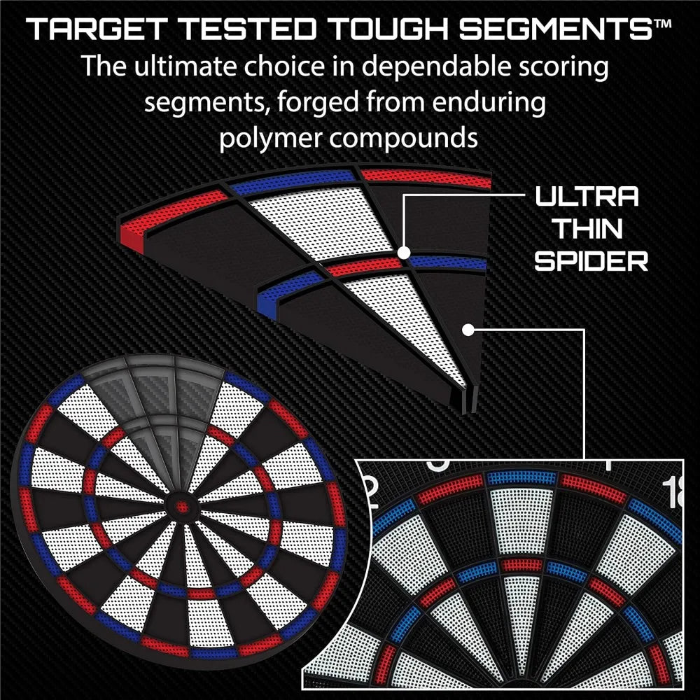 Electronic Dartboard with Cabinet, 13.5 in Target, 28 Games, 6 Soft Tip Darts, Black