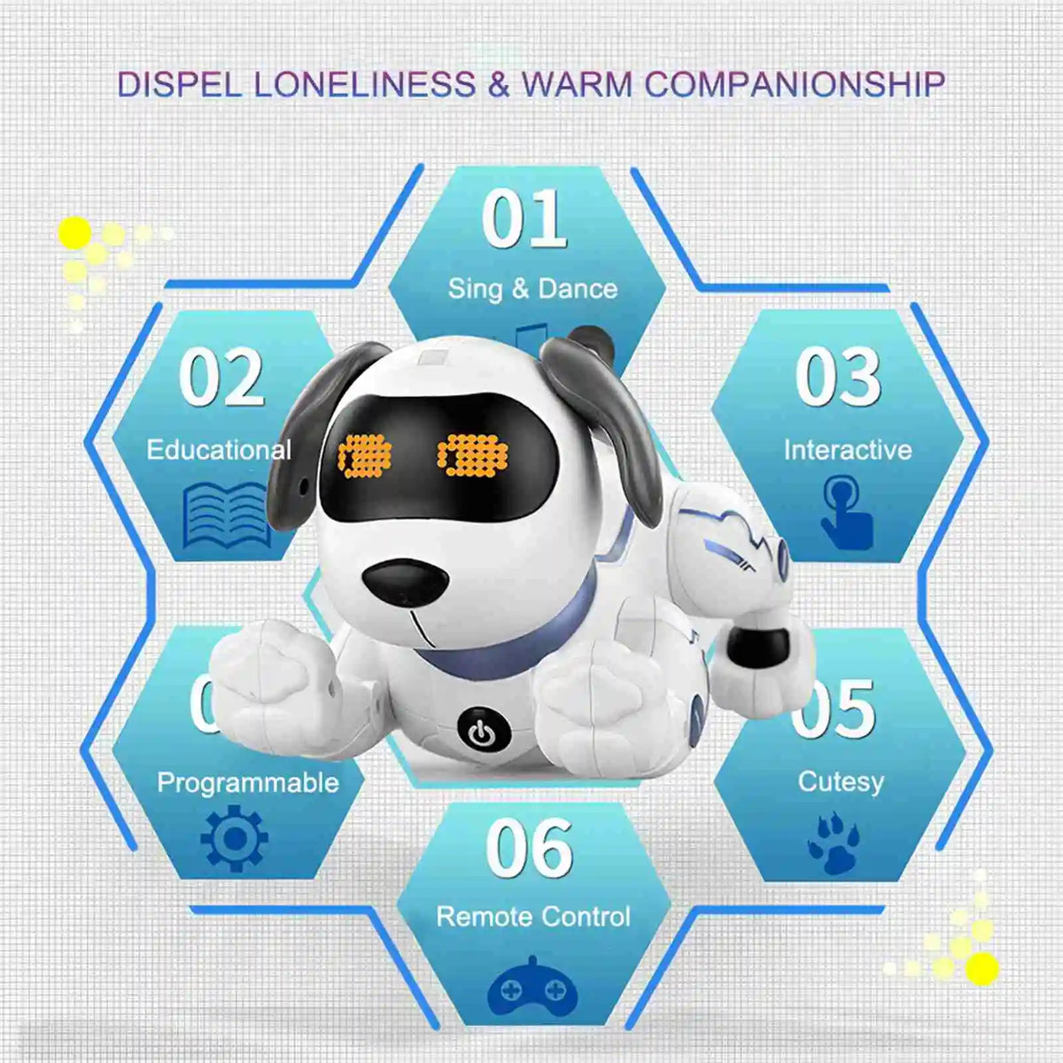 White K16A Intelligent Robot Intelligent Dog 5m Range Infrared Remote Control Dynamic Music Dance Robot Dog