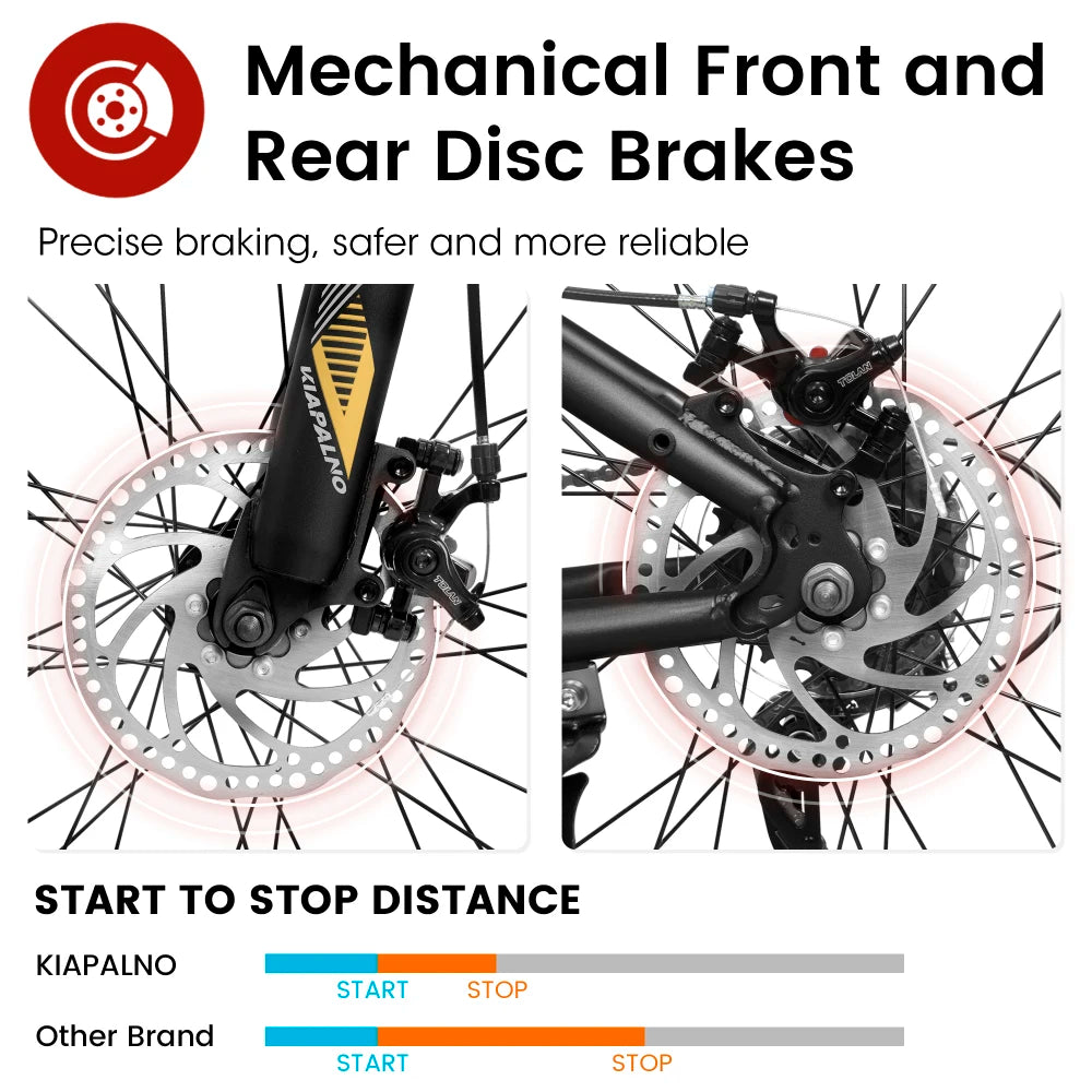 26 Inch Mountain Bike for Adults & Teenagers, High Carbon Steel Frame, 21-Speed Smooth Gear System, Front and Rear Mechanical Disc Brakes, 26x2.125 Inch Wear-Resistant Tires, All Terrain MTB Bicycle