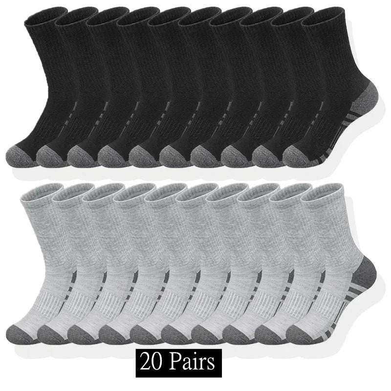 10/20/30 Pairs Men's Classic Crew Socks Unisex Sports Socks for Men Running Basketball Anti-slip Outdoor Breathable Man Socks