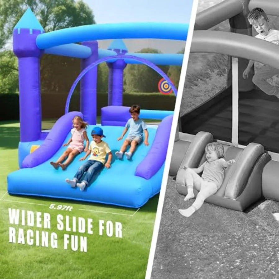 Inflatable Bounce House for Big 15ft x 12ft Large Outdoor Bouncy Castle with Wider Slide and Basketball Hoop Great for Birthday