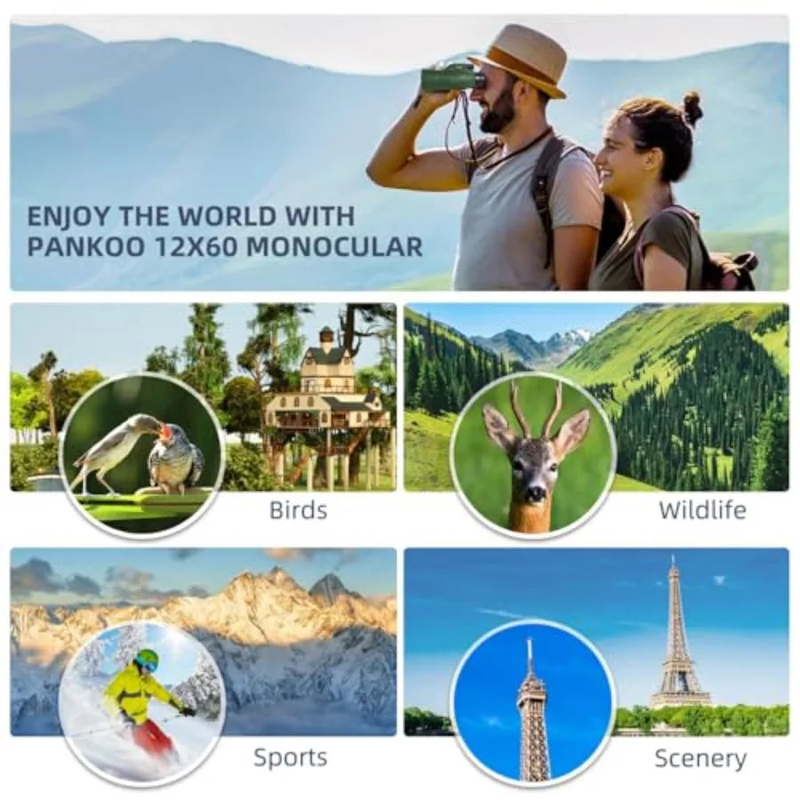 12x60 Powerful Binoculars for Adults with Smartphone Adapter Tripod Plus Portable Bag BAK4 Prism FMC Lens Large Vision Ideal fo