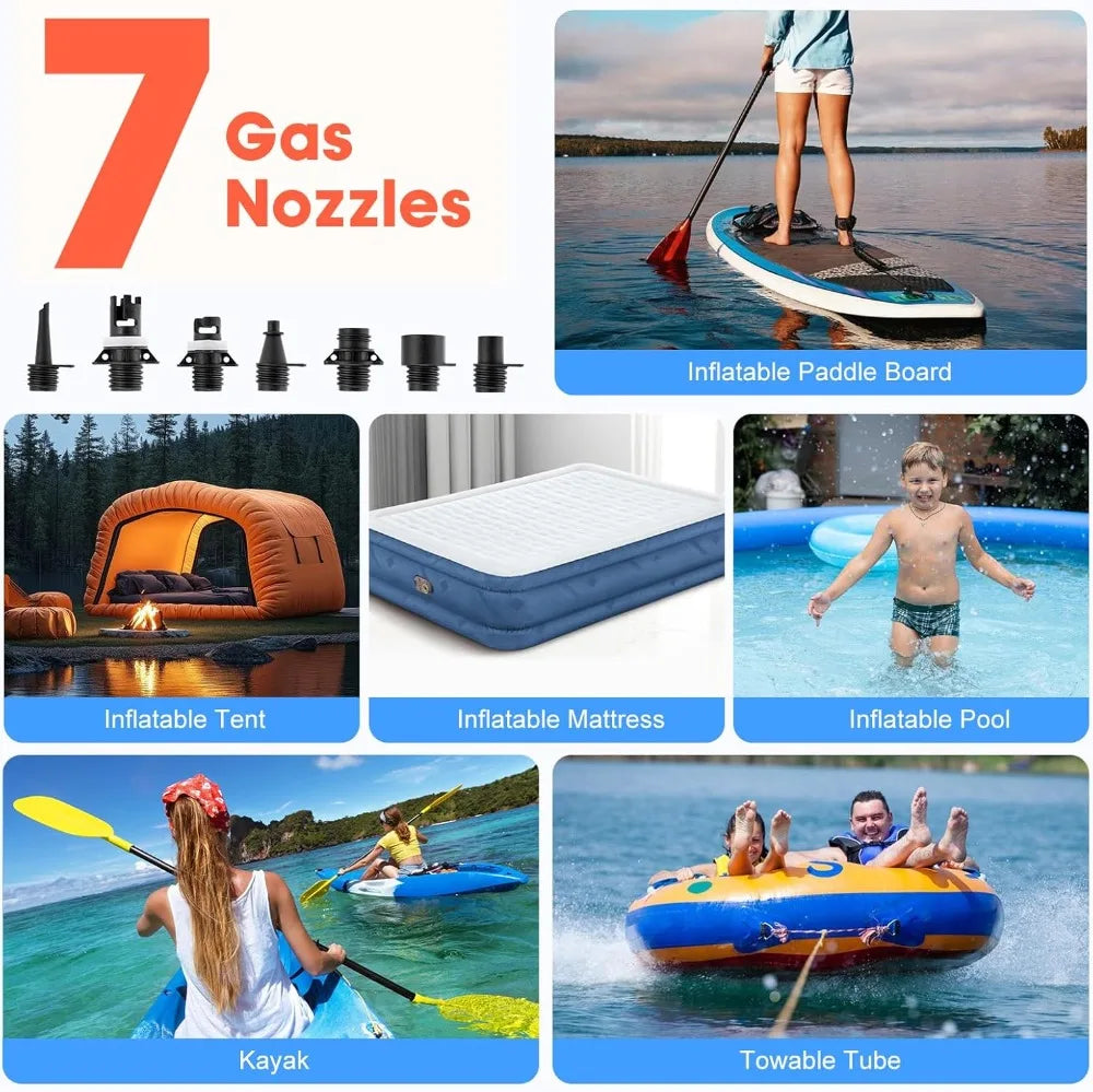 20PSI Rechargeable SUP Pump, 12000mAh Electric Paddle Board Air Pump with Auto-Off, Portable Inflator for Kayak, Air Mattress
