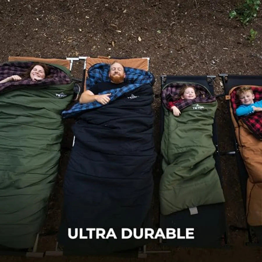 Teton Junior 20 Degree and 0 Degree Sleeping Bags for Lightweight Polyester Warm Colors Ideal for All Camping Weather Durable C
