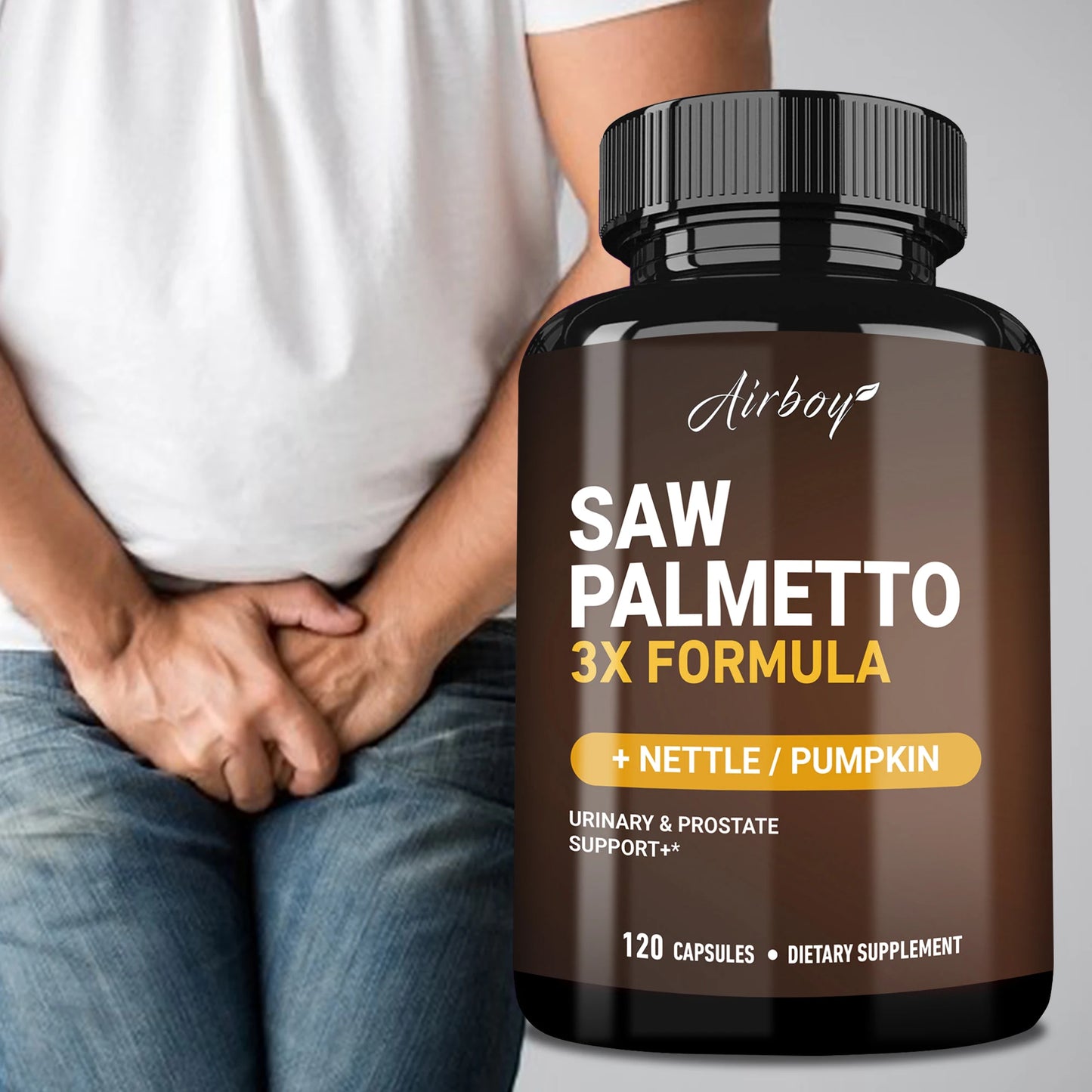 Saw Palmetto Capsules - DHT Blocker, Promotes Urinary Tract and Prostate Health, and Reduces Urination Frequency - 120 Capsules