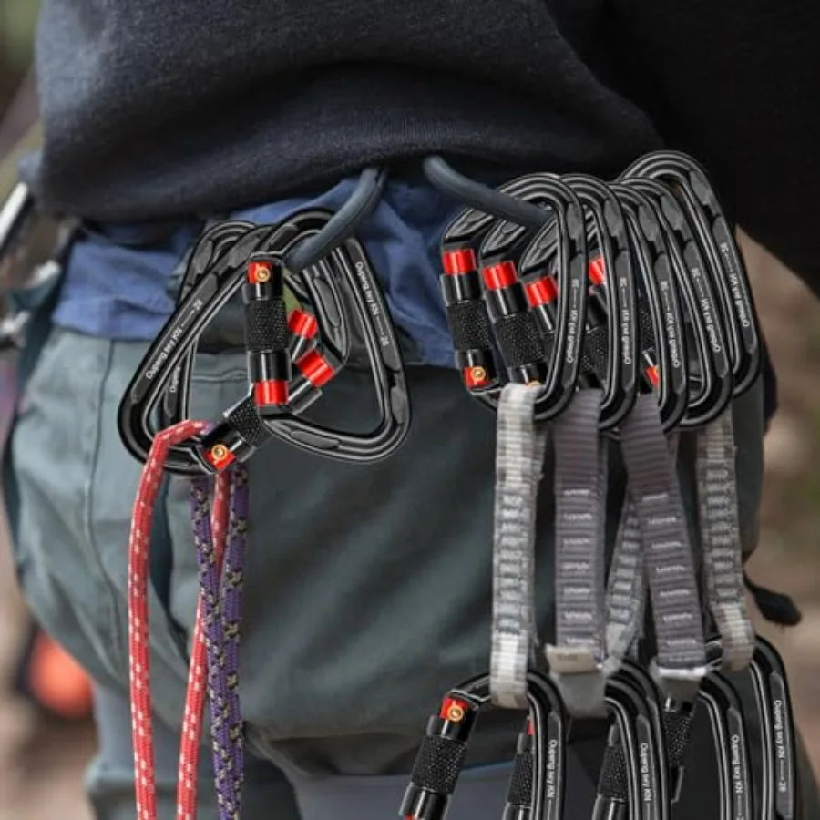 Auto Locking Carabiner Clips - 28KN 6172lbs Heavy Duty Caribeaners, Large Carabiner Clip for Keychains Hammock Camping, Gym, Hi