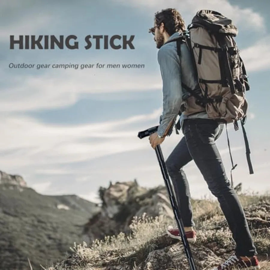 Hiking Tactical Stick Walking Staff, Portable Walking Sticks Trekking Poles Outdoor Multitool Camping Gear for Men Women