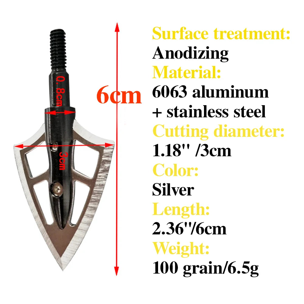 100Grain Arrowheads with Box Broadhead Outdoor Shooting Target Competition for Archery Bow Hunting Shooting 12pcs Arrow Tips
