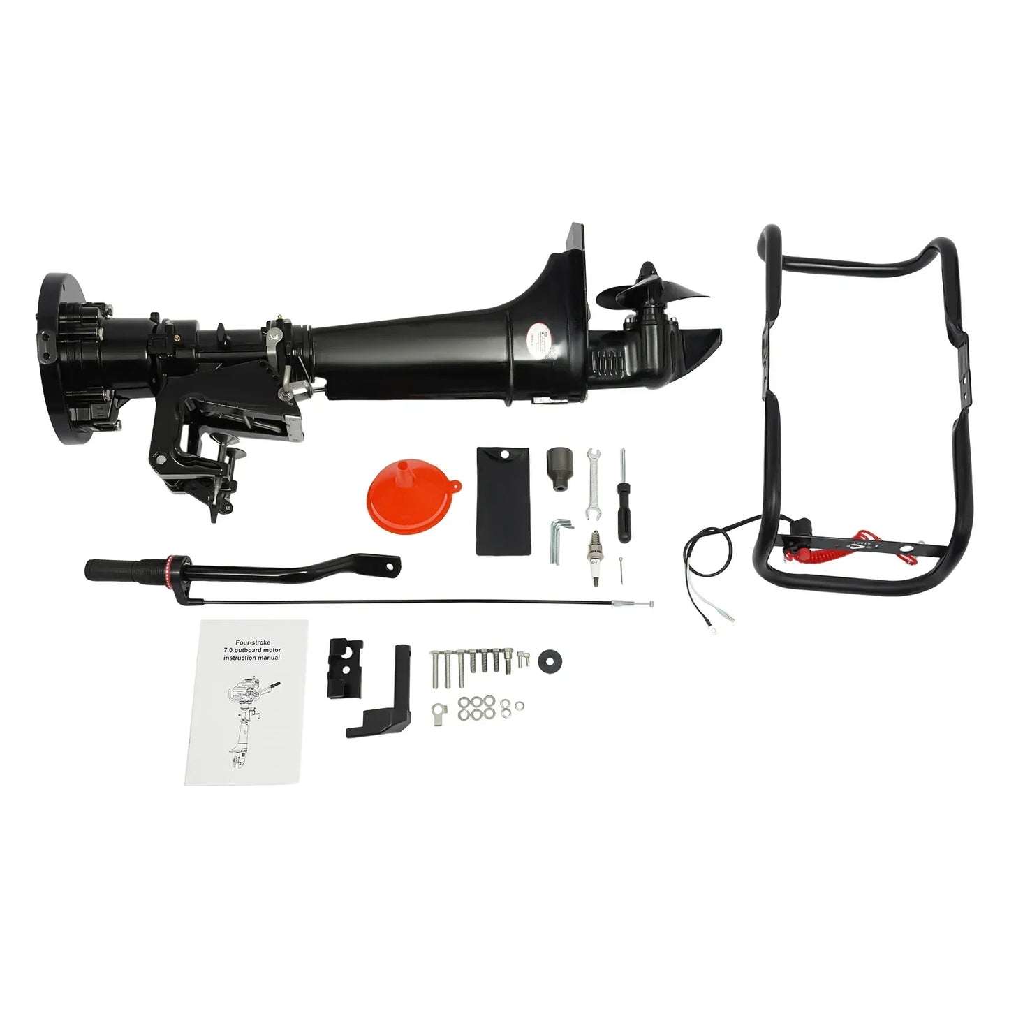 4-Stroke 196CC Outboard Motor Fishing Boat Engine  for Fishing Aquaculture Outdoor, Outboard Trolling Motor 5.1 kW /7 HP