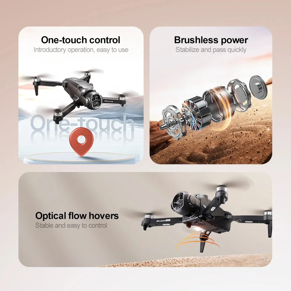 Dual Camera Screen-Controlled Brushless Motor RC Airplane Toy Foldable Drone for Aerial Photography