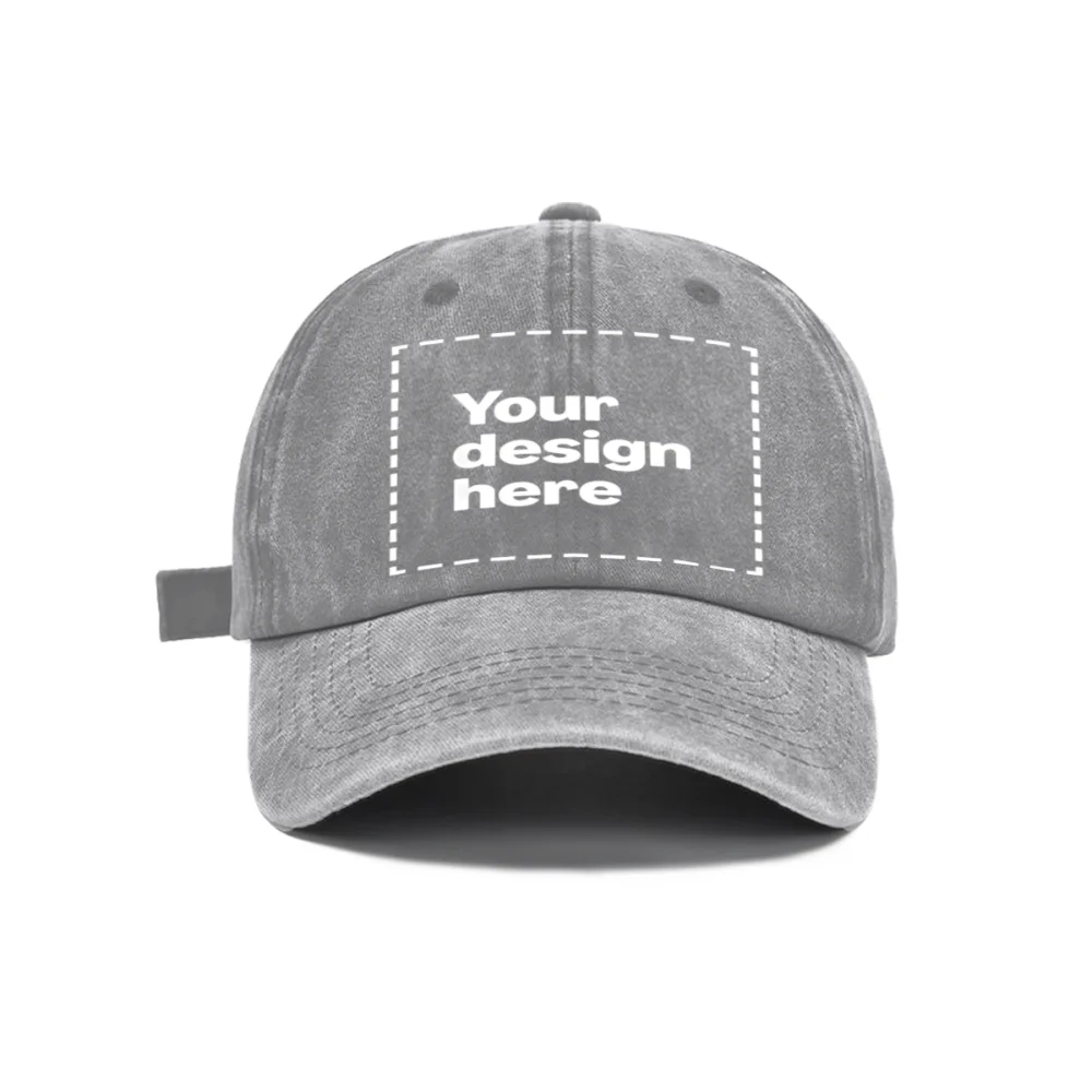 Personalized Vintage Washed Baseball Cap, Custom Name Logo Text Dad Hat, Adjustable Casual Hat for Men Women, Printed in USA