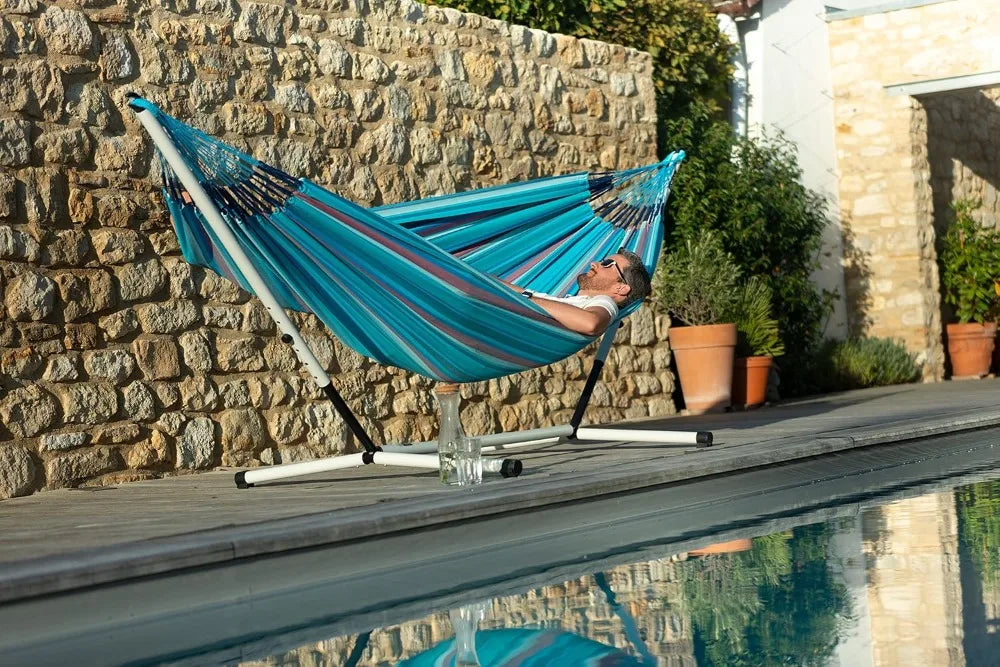 King Size Hammock Stand - Powder Coated Steel Frame, 440 lbs Capacity, Quick Assembly for Outdoor Relaxation