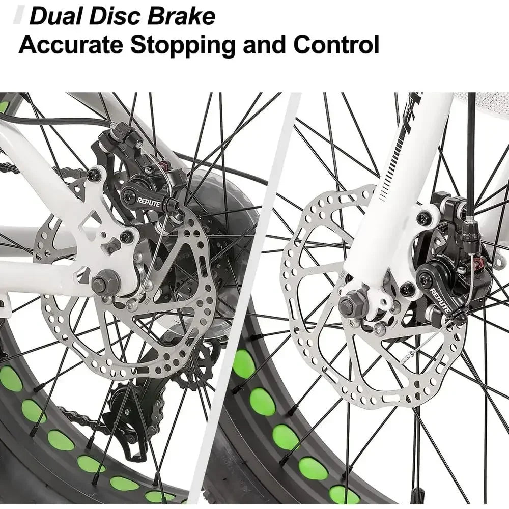 20 Inch 7-Speed Dual-Disc Brake Kids' Mountain Bike for Ages 5+, Suitable for Beach and Trail Riding