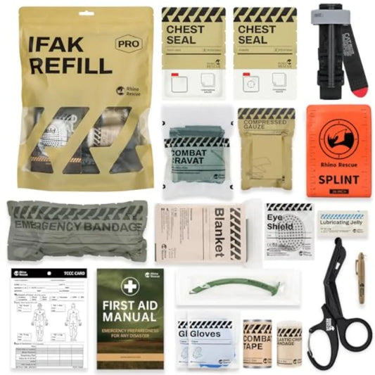 IFAK Refill Kit 17Pcs with CAT Gen-7 Tourniquet, Emergency Tactical First Aid Kit Medical plies, IFAK Trauma Kit Combat Pack fo