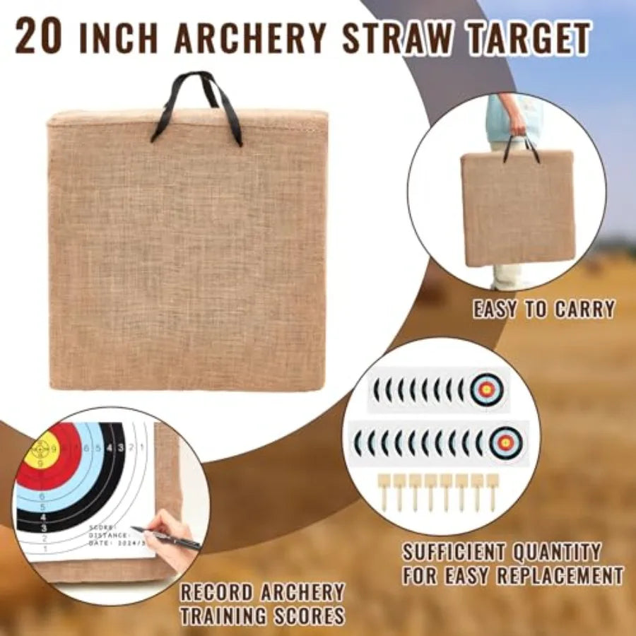 20 Inch Adult Backyard Straw Archery Target for Recurve Compound or Longbow 20 Pcs Paper Arrow Targets Traditional Bow Arrow Ta