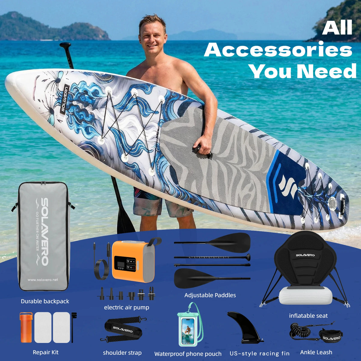 Extra Large SUP Board with Seat, Inflatable Stand Up Paddle Board with Premium Accessories, 600LB Capacity Paddleboard for Lake,