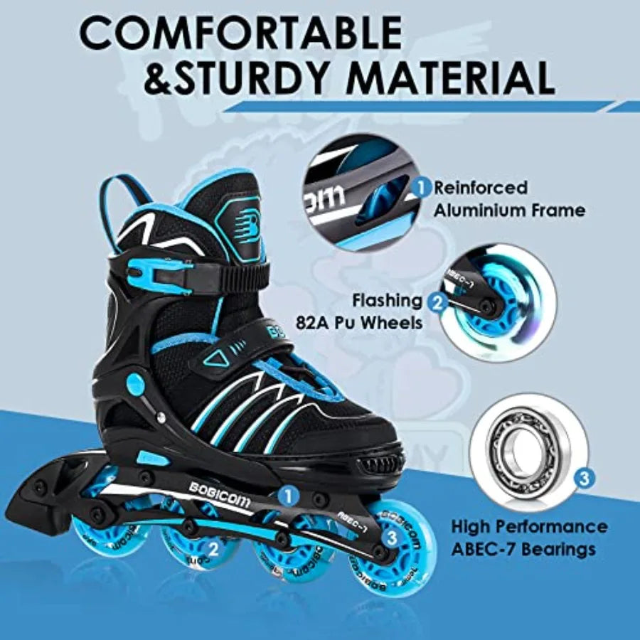 Adjustable Inline Skates with Full Light Up WheelsOutdoor Illuminating Roller Skates for and Adults Girls and Boys Men and Wome