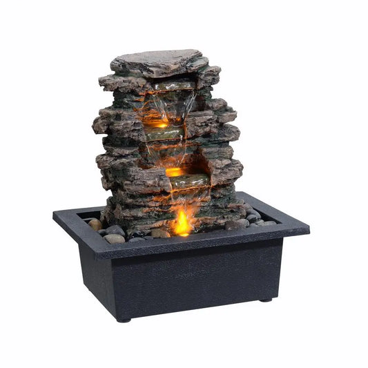 Water Fountain, Home Decor Soothing Sound Machine with Automatic Pump, Deep Basin and Natural River Rocks. Indoor Zen Relaxation
