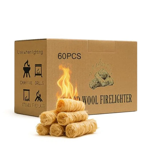 60 pcs Fire Starter Natural Fire Starters for Campfires, BBQ, Fireplace. Pizza Oven - Weather-Resistant, Waterproof, Quick Igni