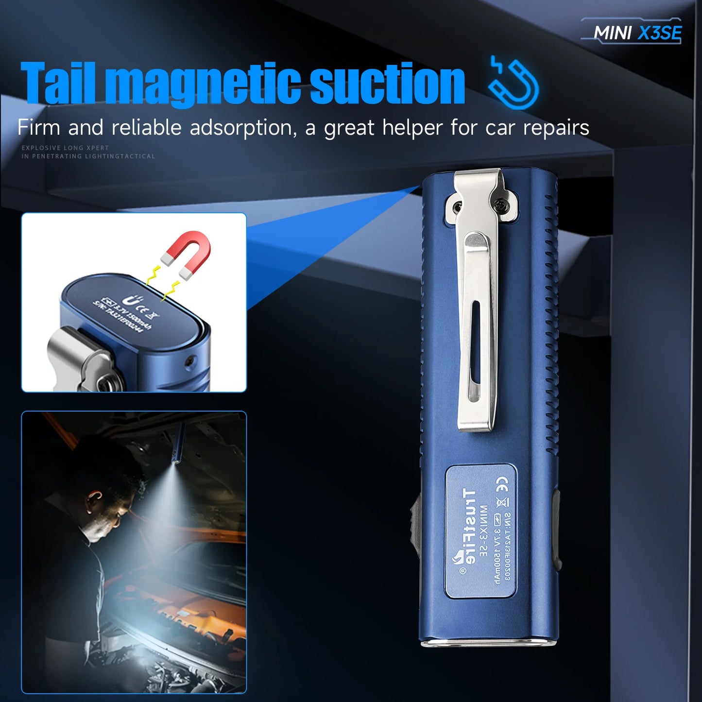 Trustfire MINIX3-SE 1200LM EDC Led Flashlight Rechargeable Torch with Clip UV Light Red Laser Lantern Magnetic tail for Camping
