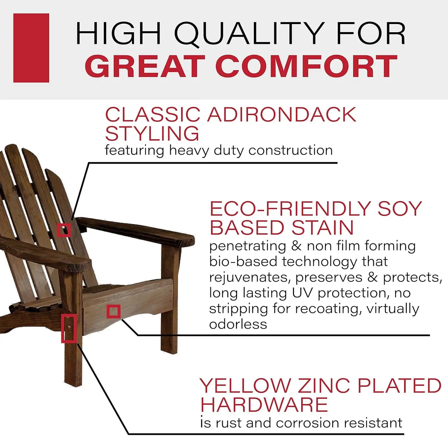 Dark Walnut Heavy Duty Adirondack Chair - Authentic Amish Craftmanship from Treated Pine Outdoor Chair Made in, Customized