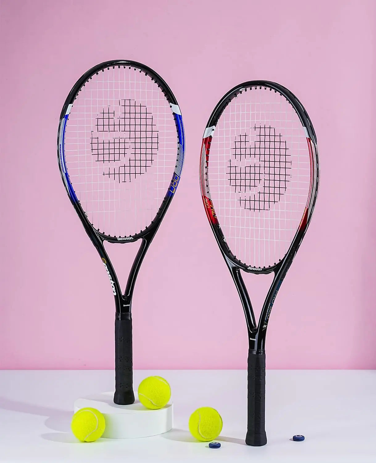 27 Inch Tennis Racket Set for Adults - 2 Player Kit with 3 Balls, Grips & Dampers
