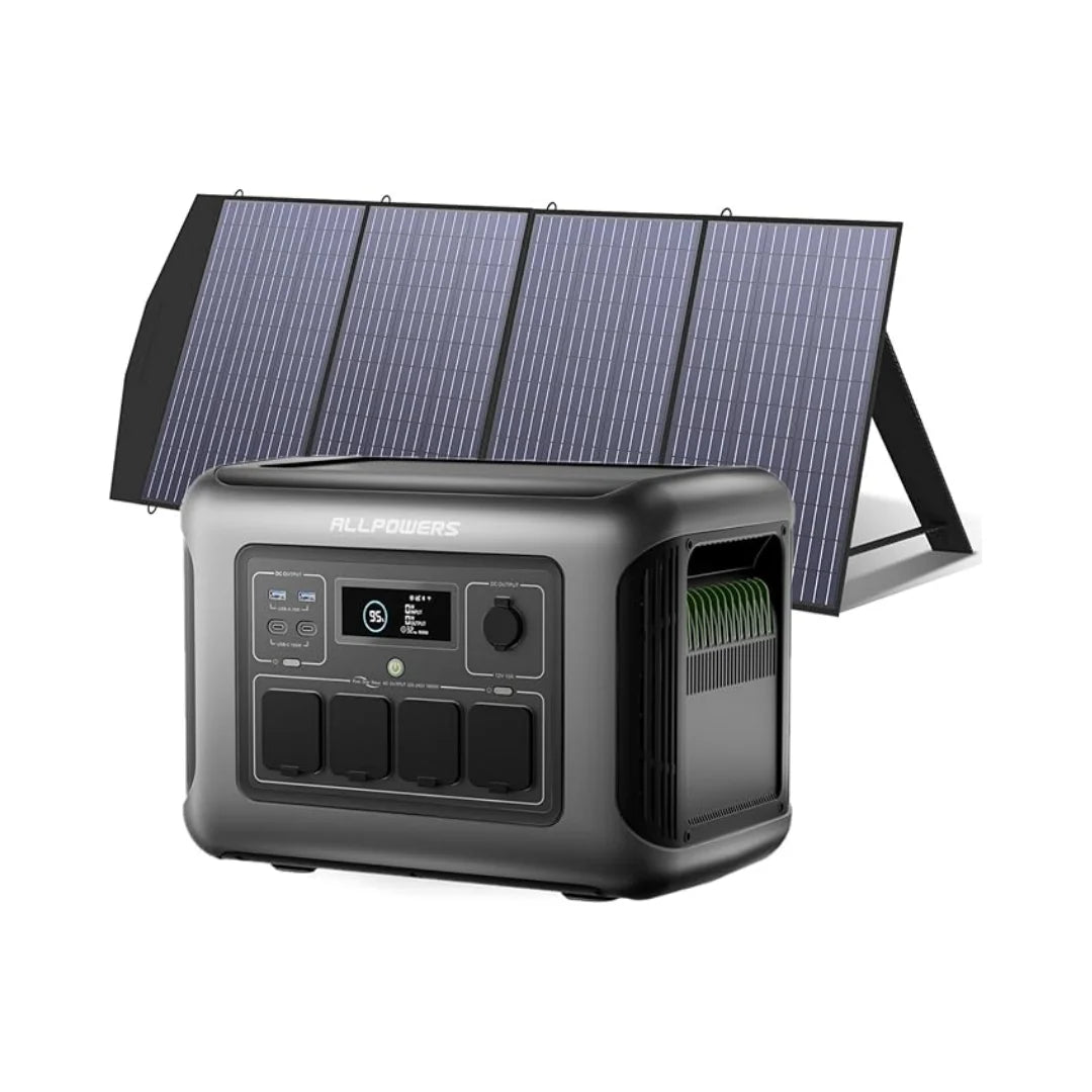 ALLPOWERS R1500 LITE Portable Power Station with Solar Panel 100W 200W 1056Wh LiFePO4 Battery Solar Generator for Outdoor RV