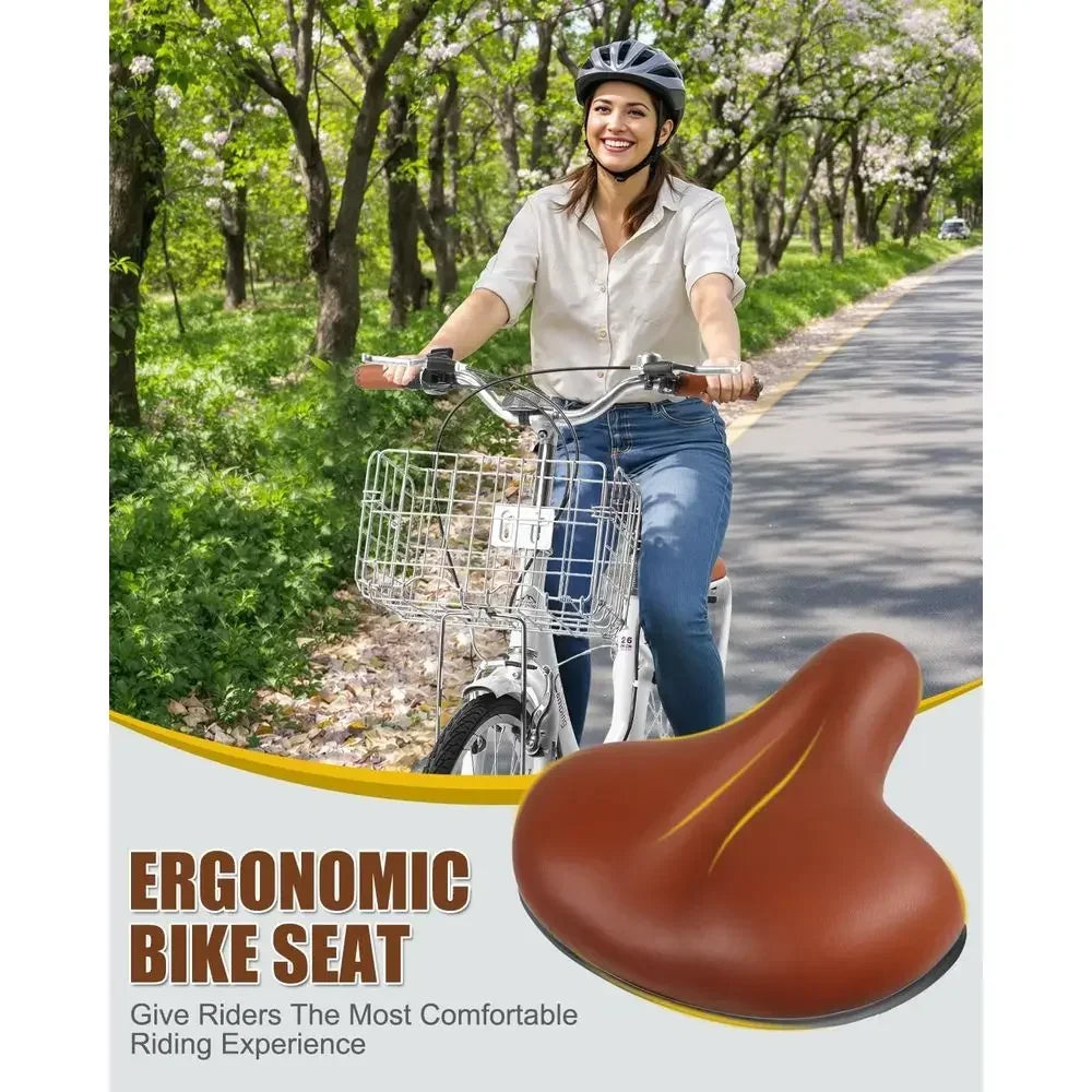 24-26 Inch Adjustable Beach Cruiser Bike with 7-Speed, Lock, Comfortable Seat, Basket, and Ergonomic Handlebars for Adults