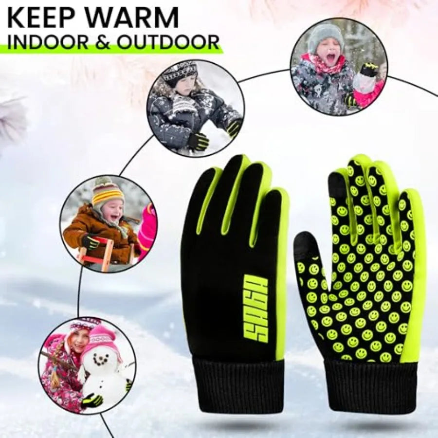 Winter Gloves Warm Cold Weather Gloves for Boys and Girls Touchscreen Compatible for Snow, Ski, Cycling