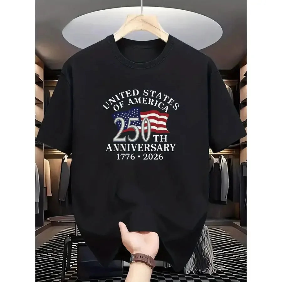【New Arrival】Men's USA 250th Anniversary 1776-2026 American Flag Graphic T-Shirt Patriotic Tee