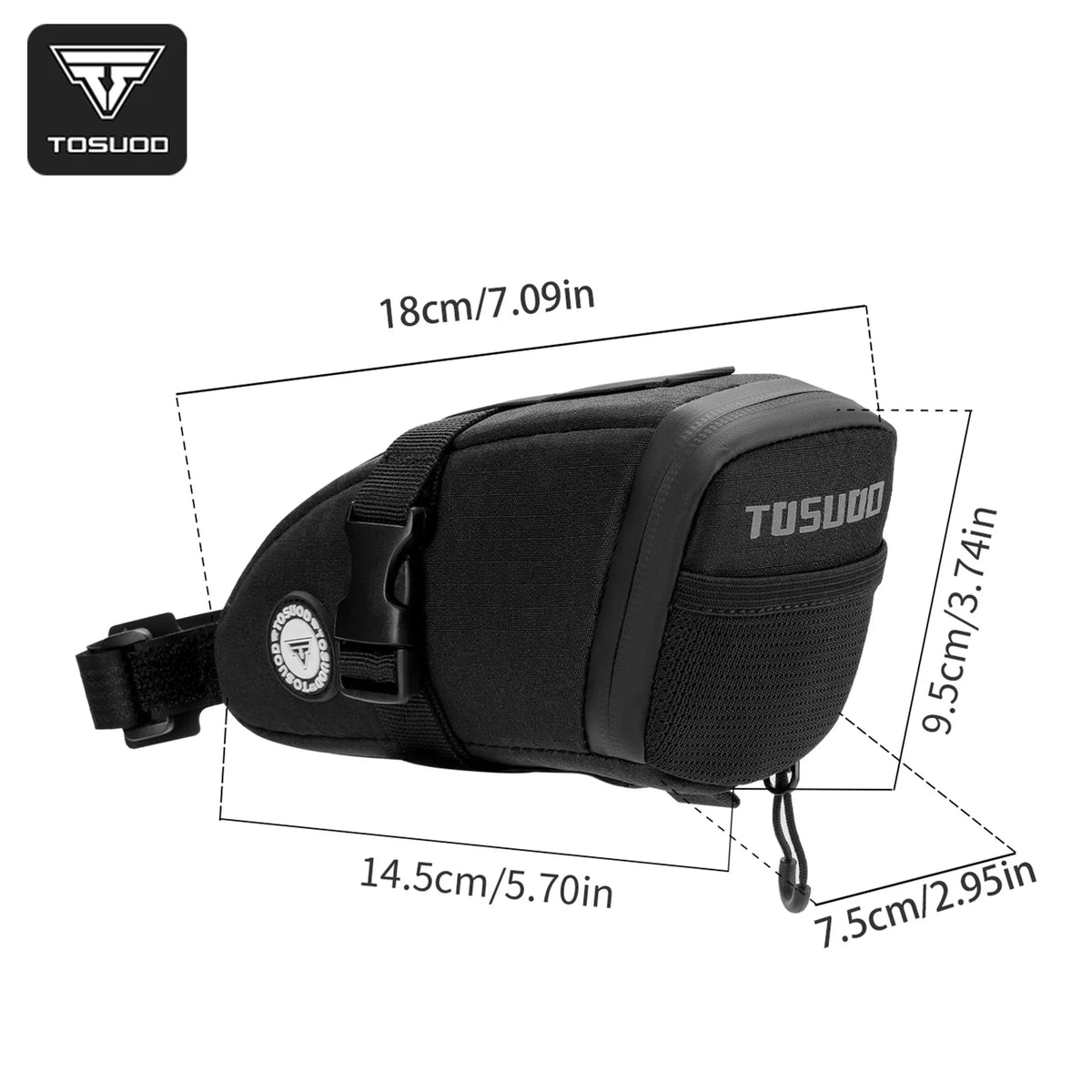 TOSUOD Bicycle Saddle Bag With Waterproof Taped Zipper Bike Tail Bag Portable Reflective Mini Cycling Storage Bag Easy Installation With Velcro Design Bike Accessories