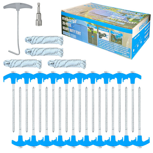 Heavy Duty Spiral Tent Stakes Screw in Ground Anchors with Rope and Driver for Camping Hiking Outdoor