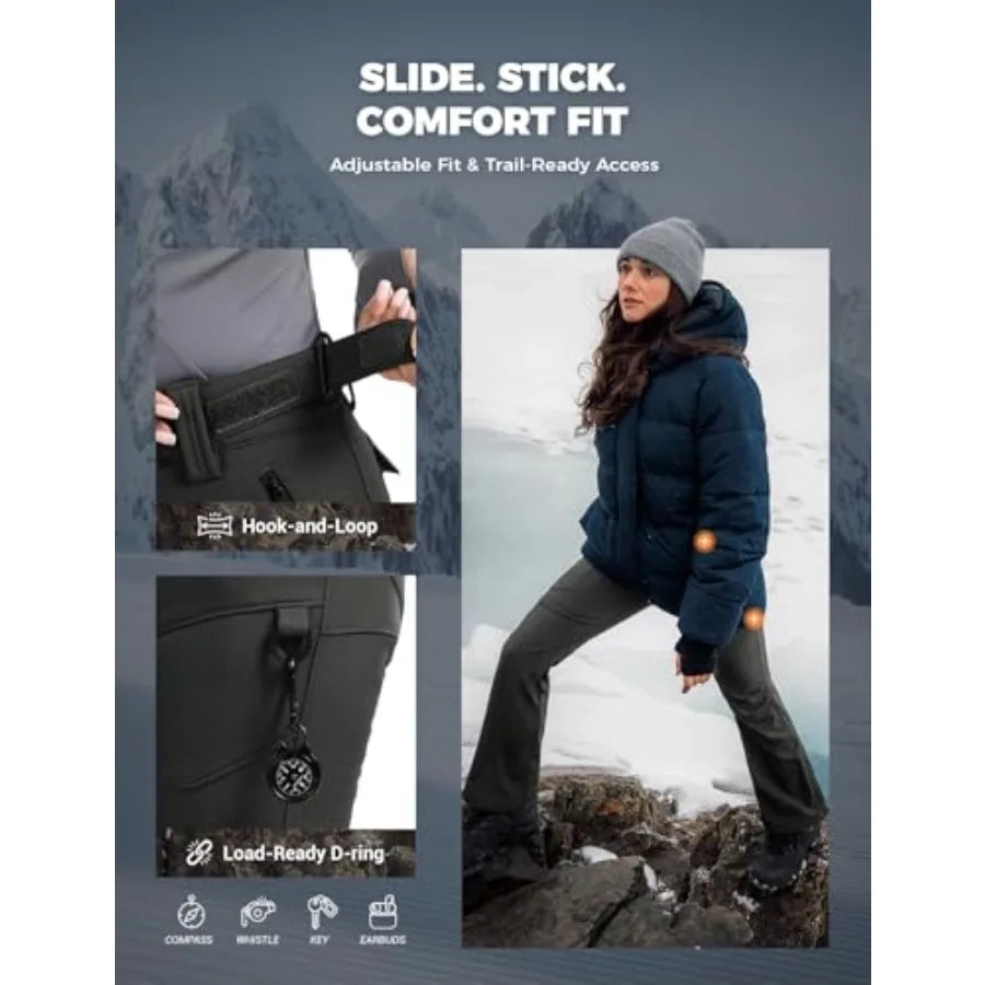 Moosehill Women's-Snow-Ski-Pants Water-Resistant Fleece Lined Winter Hiking Snowboard Thermal Insulated 5 Pockets