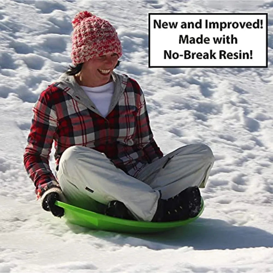 Flexible Flyer Flying Saucer Snow Sleds 3 Pack of Durable 26 Round Plastic Saucer Sleds with Hand Grips Orange Lime Green Blue