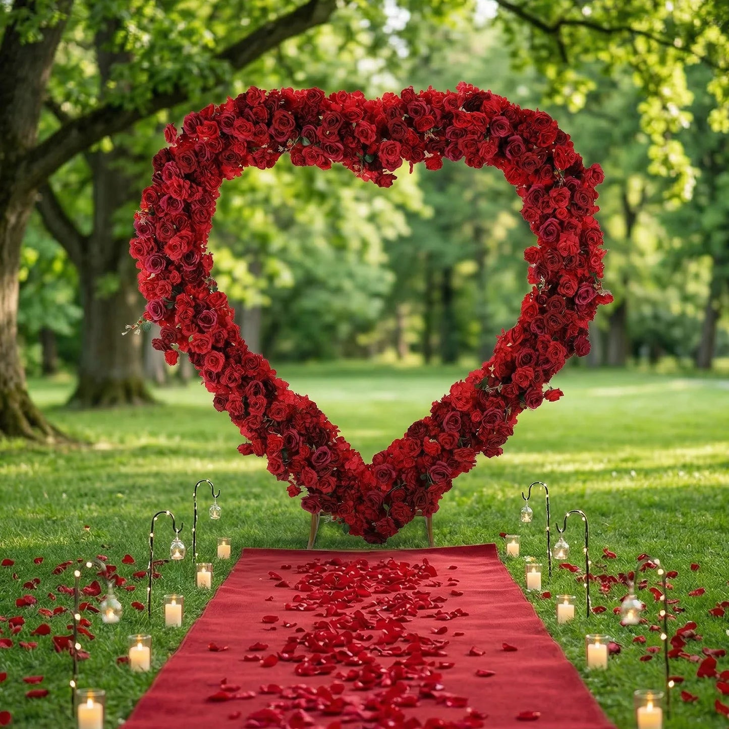 Iron Art Flowers Backdrop Stand Detachable Heart Shape Flowers Arches Stand 3FT for Ceremony Valentines Day Birthday Party Decor