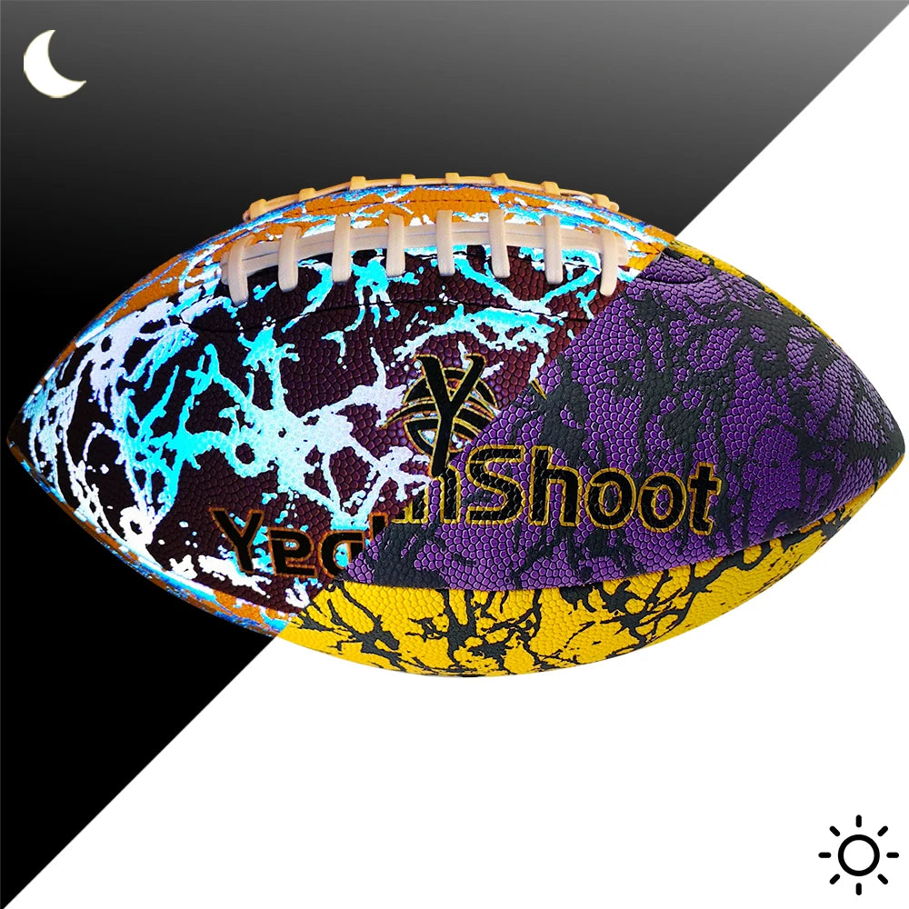 Holographic Reflective Football - Maximize Night Visibility with Glow in The Dark Tech, Size 9 Cool Luminous American Football