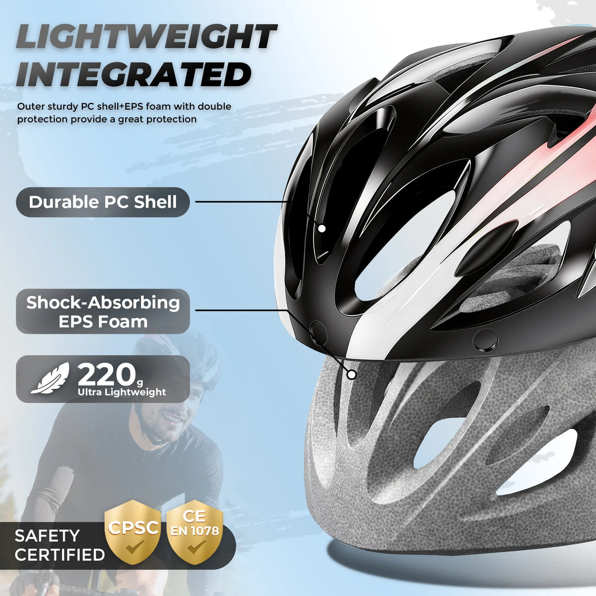 VICTGOAL Bike Helmet for Adults with Light and Goggles Lightweight MTB Road Bicycle Helmets for Men Women Cycling Ebike Scooter