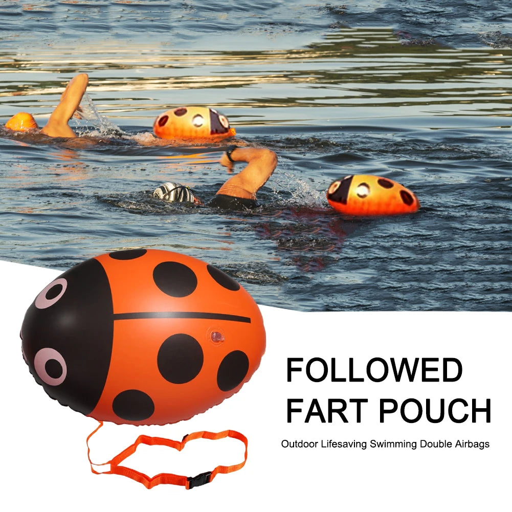 PVC Flotation Drift Bag Inflatable Ladybug Swim Air Bag Floating Multifunctional with Waist Belt Adjustable for Water Sports