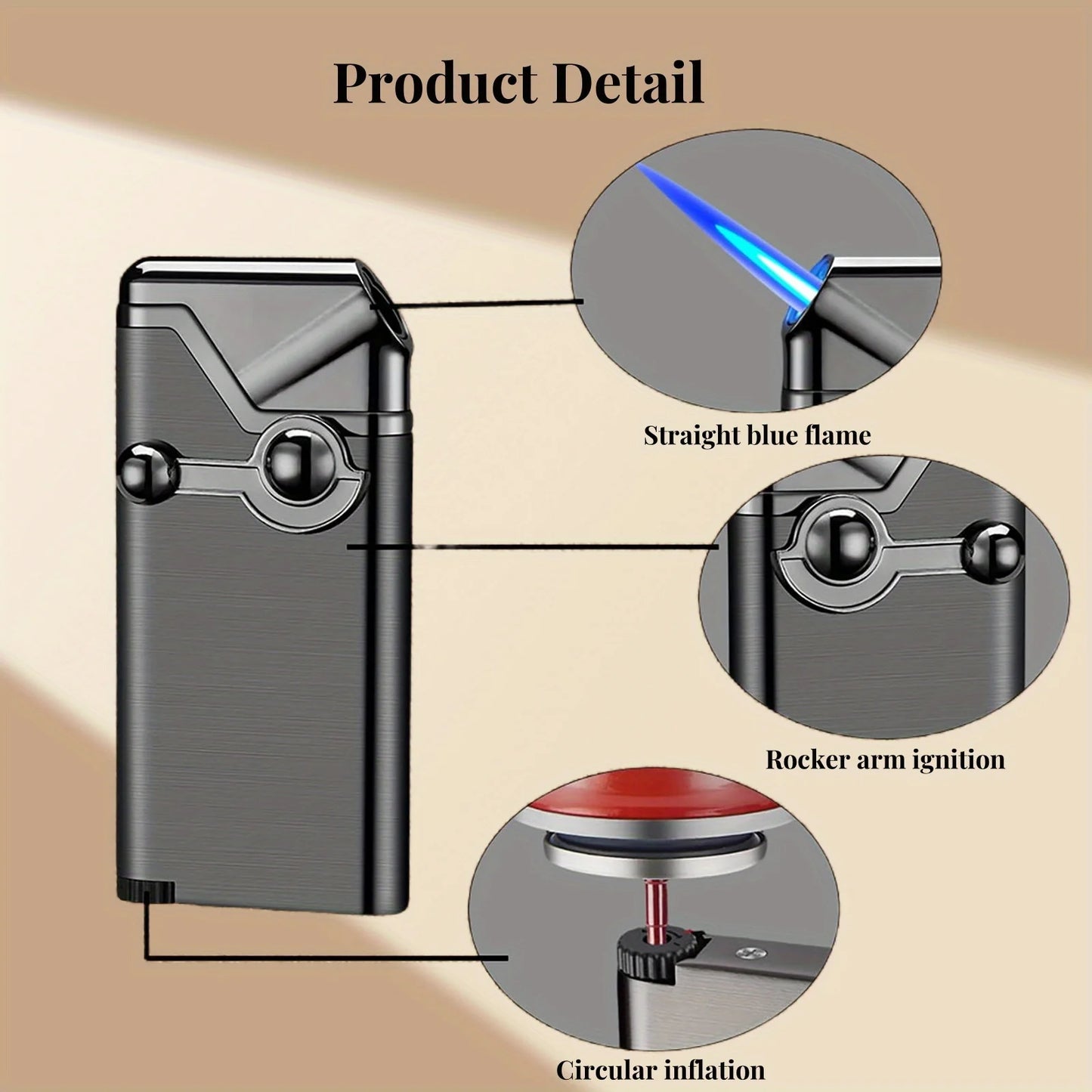 Metal Arm Ignition Gas Lighter Outdoor Windproof Portable Jet Torch Lighter for Men's Gifts Kitchen Aromatherapy Candles