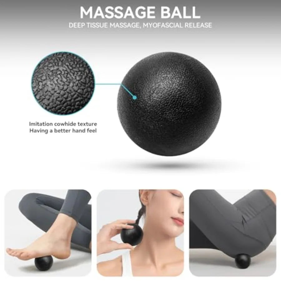 5-in-1 Foam Roller Set for Deep Tissue Recovery with High Density Black Exercise Roller Massage Ball Resistance Band Carry Bag