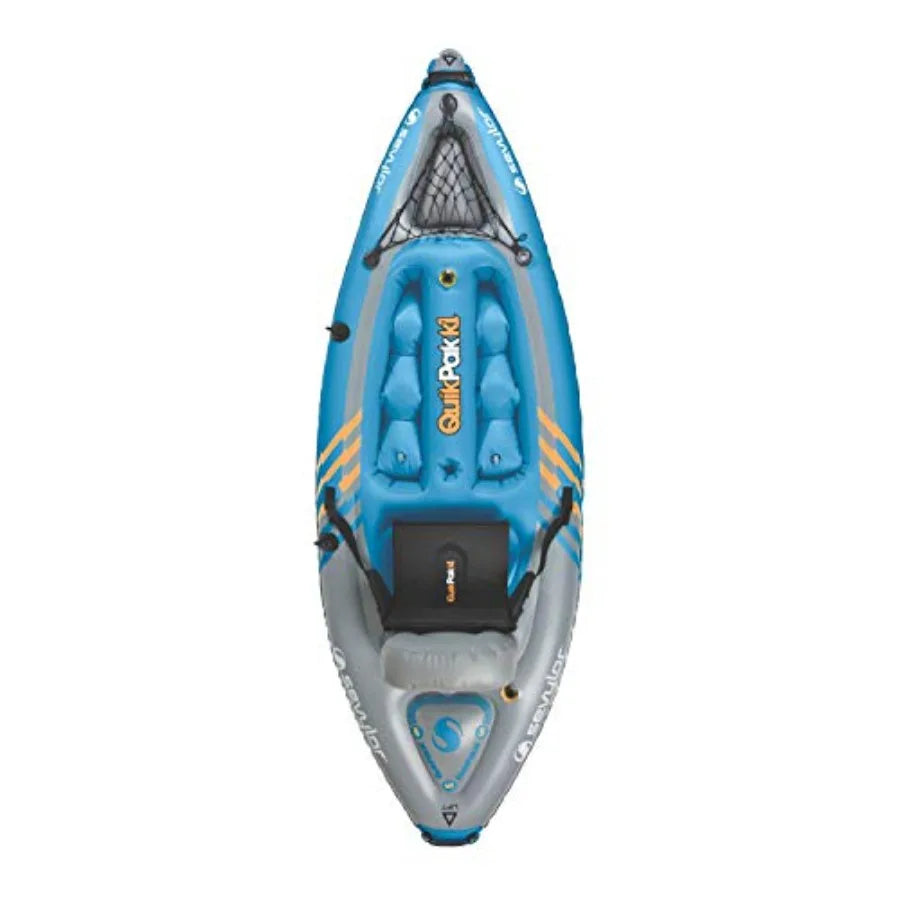 1-Person Inflatable Kayak with 21-Gauge PVC Construction in Blue Folds into Backpack with 5-Minute Setup Includes Hand Pump and
