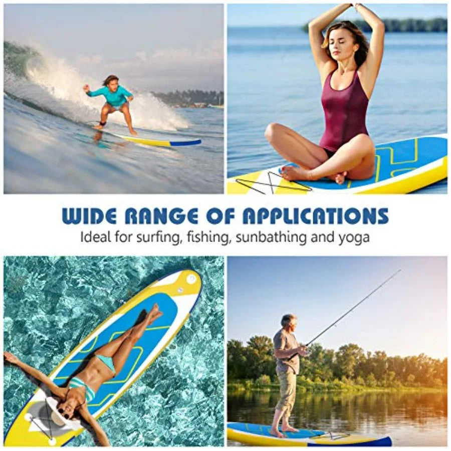 Inflatable Stand Up Paddle Board for surfing yoga and fishing; PVC material; blue; lightweight non-slip deck 3 fins included ba