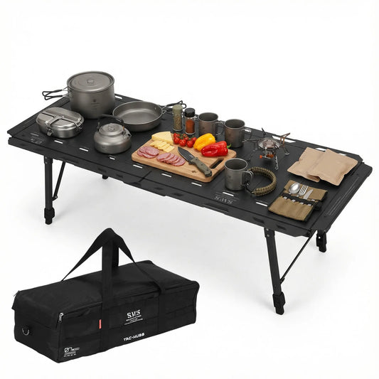 Foldable IGT Camping Table 120KG Load Capacity with Adjustable Height Leg with Carry Bag for Hiking Picnic Fishing Beach