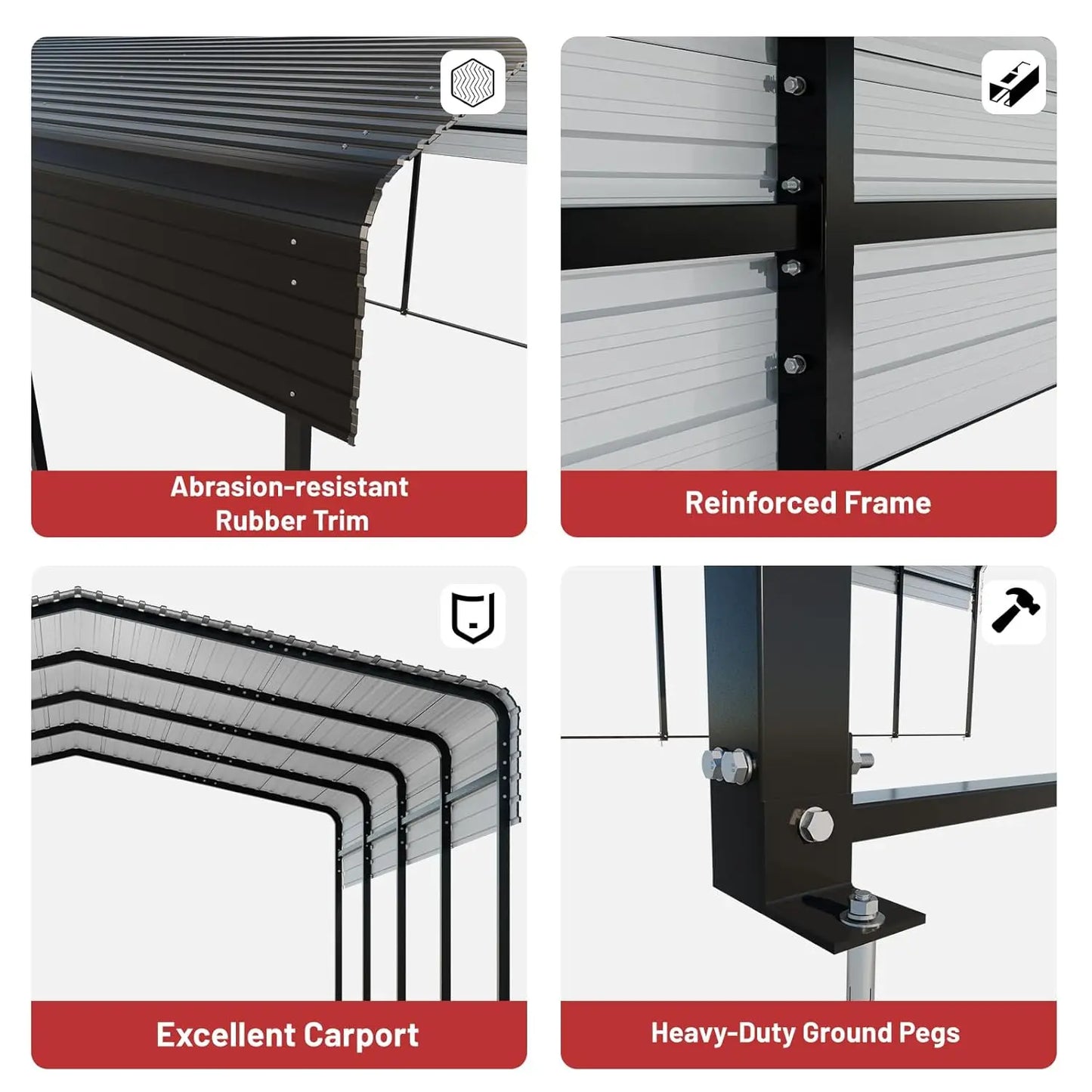 Metal Carport 10 x 15 FT with Heavy Duty Frame & Galvanized Steel Roof, Metal Car Garage, Sturdy Canopy Shelter for, Customized