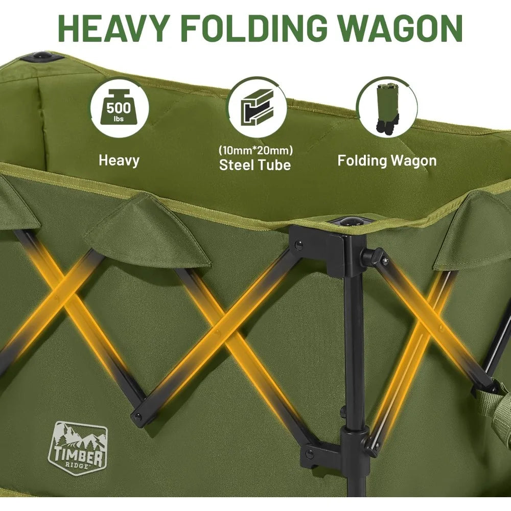 Outdoor Folding Stroller with Brakes and Cup Holders, 500-pound Heavy-duty All-terrain Wheels