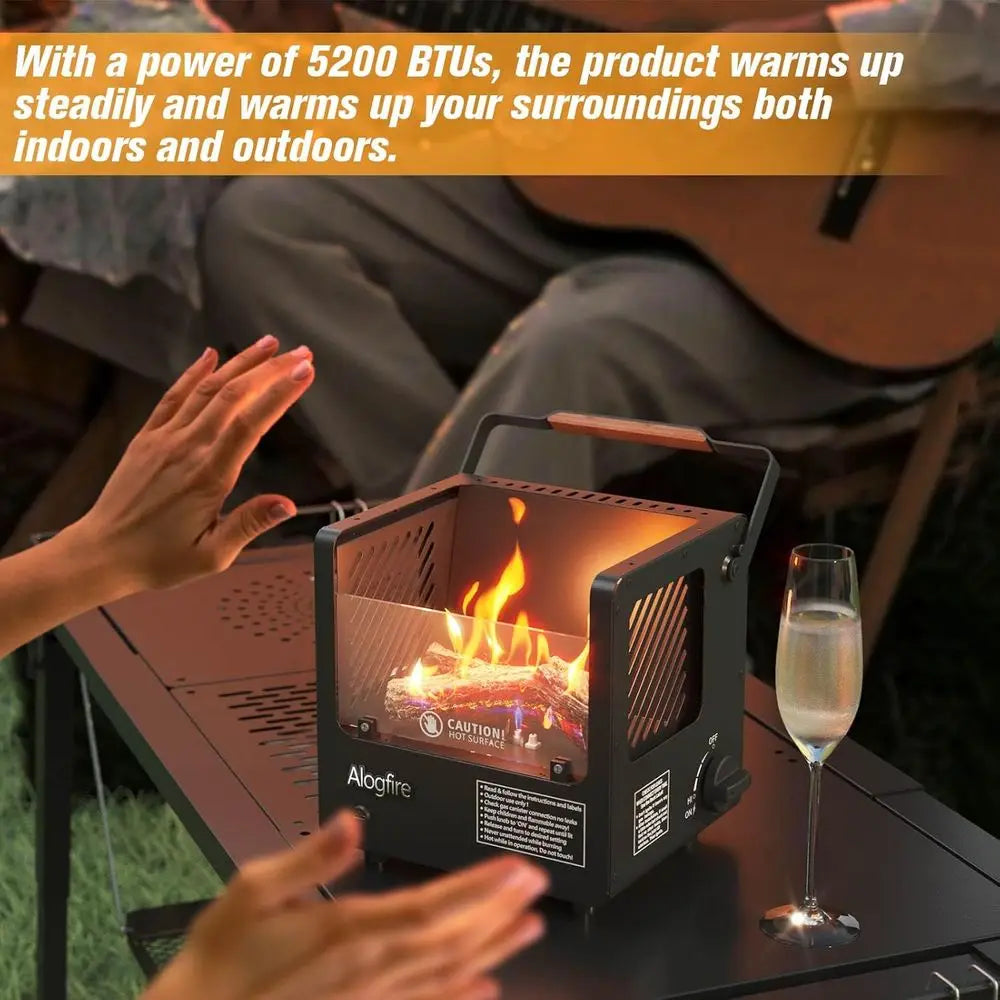 Compact 3-in-1 Outdoor Butane Fire Pit, 5200 BTU Heater & Stove, Safe Flame Bowl for Camping & Fishing