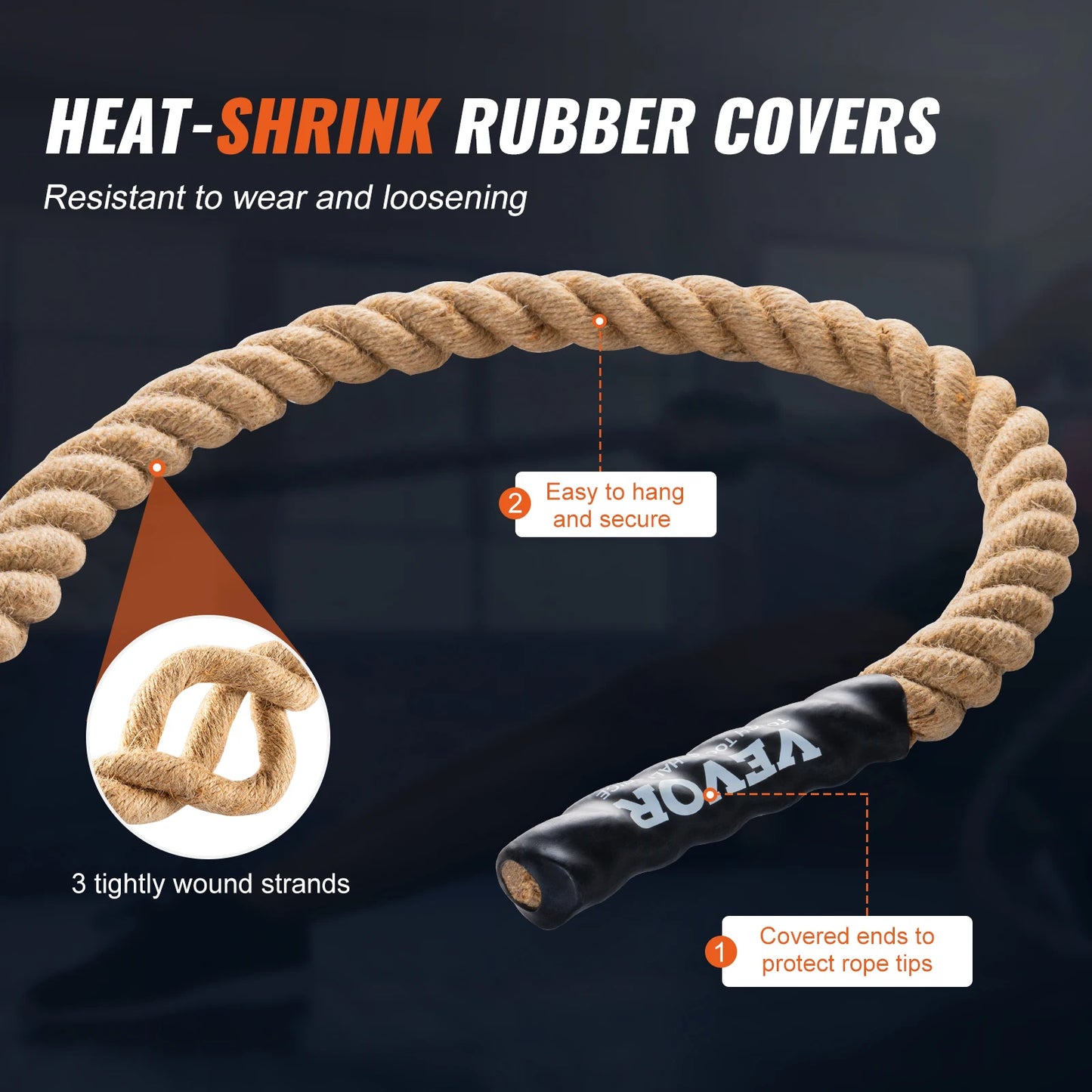 SucceBuy 50/100FT Gym Climbing Rope Length Gym Fitness Training Rope Gym Exercise Workout Rope for Climbing Rope for Fitness