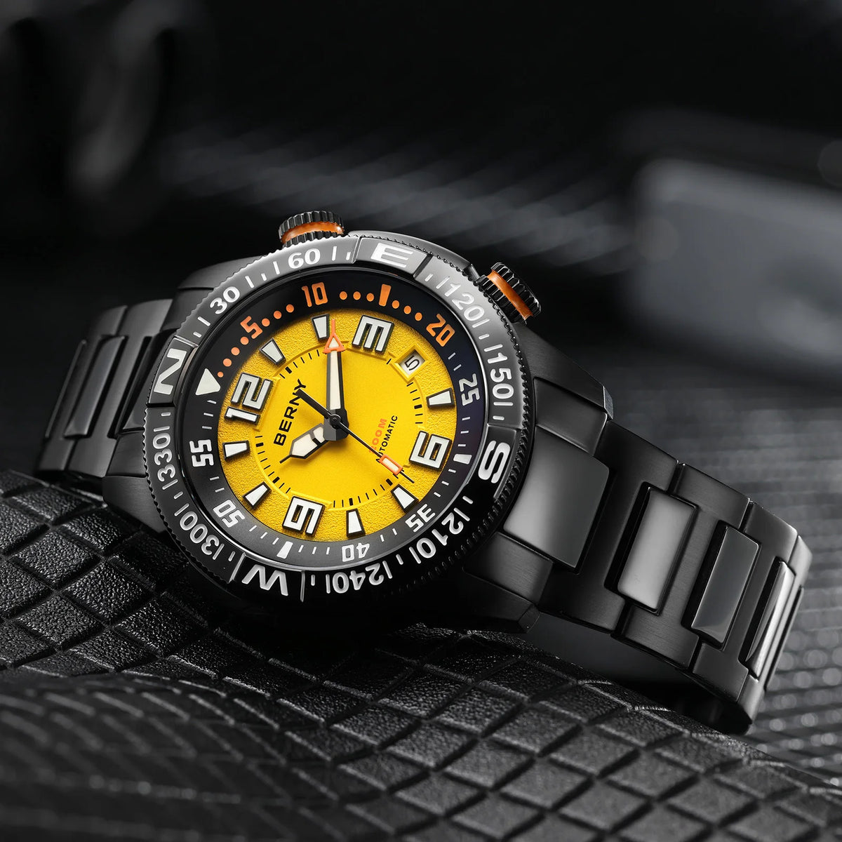 BERNY Automatic Diving Watches for Men 20ATM Super Luminous Mechanical Men's Diver Watch Full S/S Sapphire Swim Dive Wristwatch